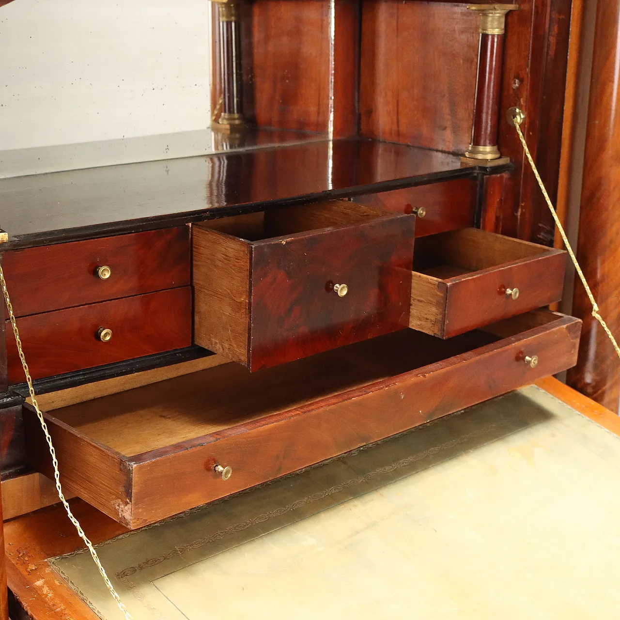 Napoleon III secretaire in mahogany with grey marble, 19th century 4