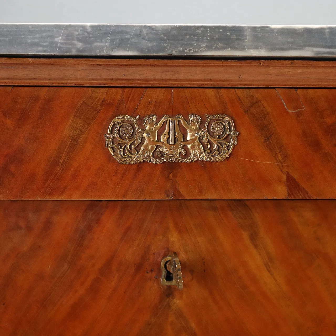 Napoleon III secretaire in mahogany with grey marble, 19th century 7