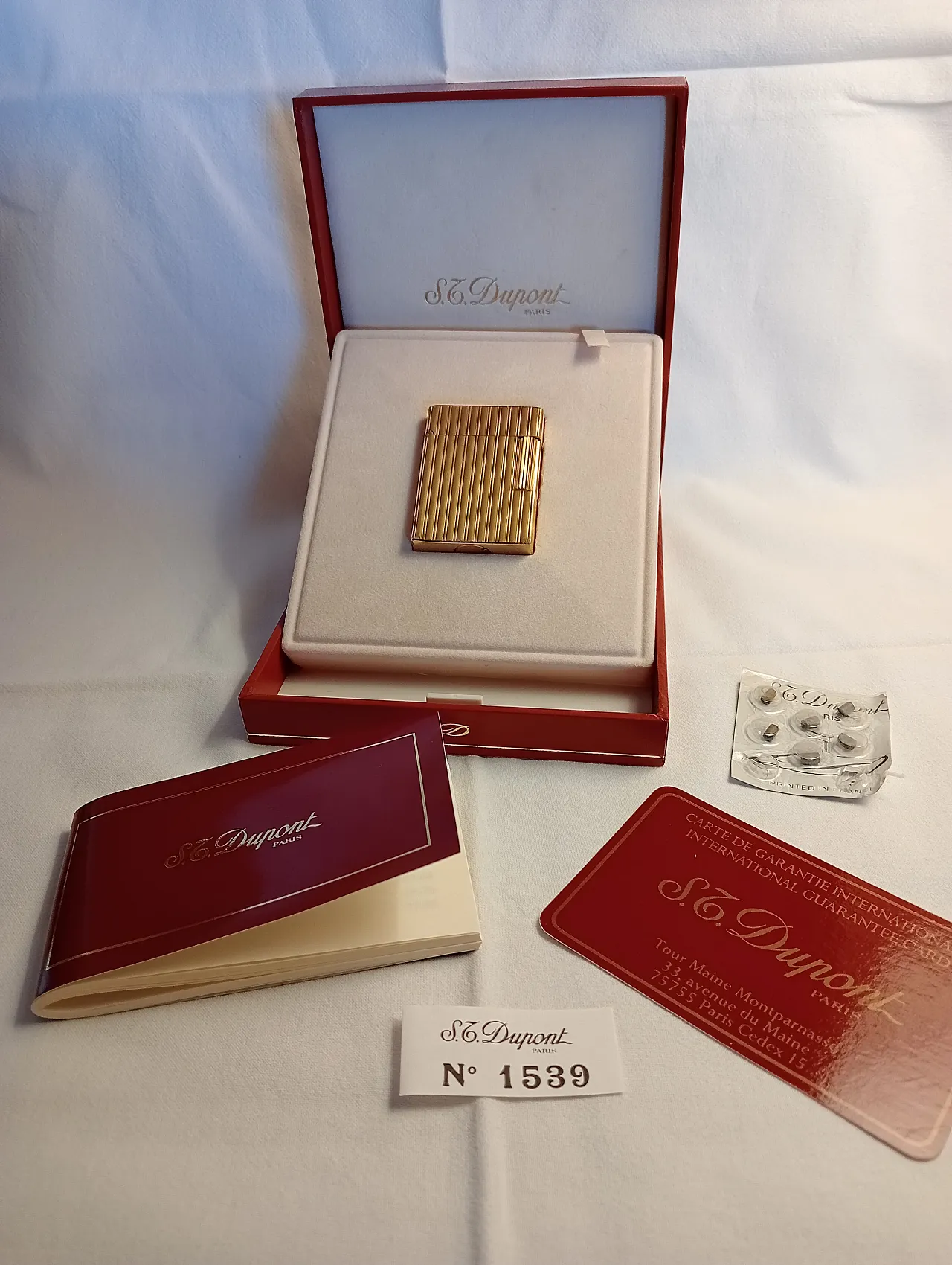 Gold-plated metal lighter by S.T. Dupont, Line 1 Small, 1990s 1
