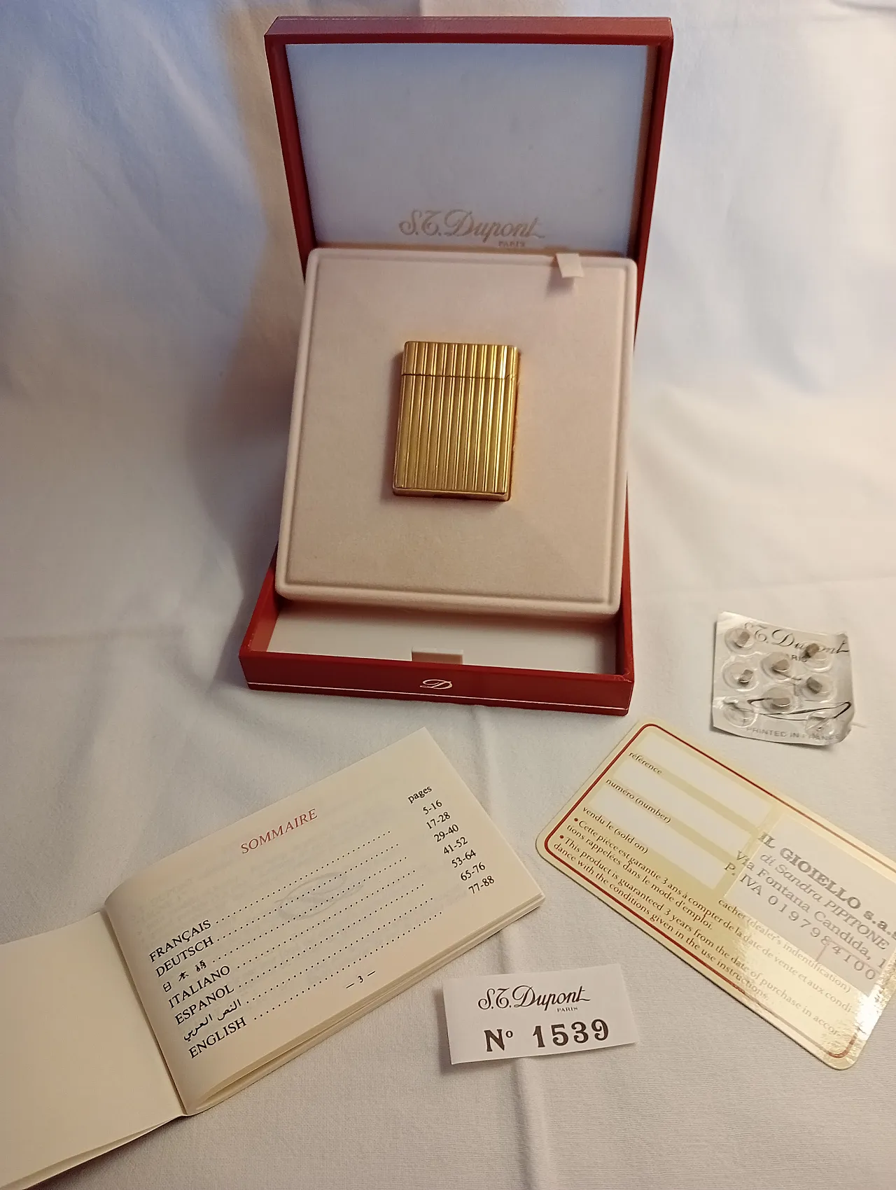 Gold-plated metal lighter by S.T. Dupont, Line 1 Small, 1990s 2
