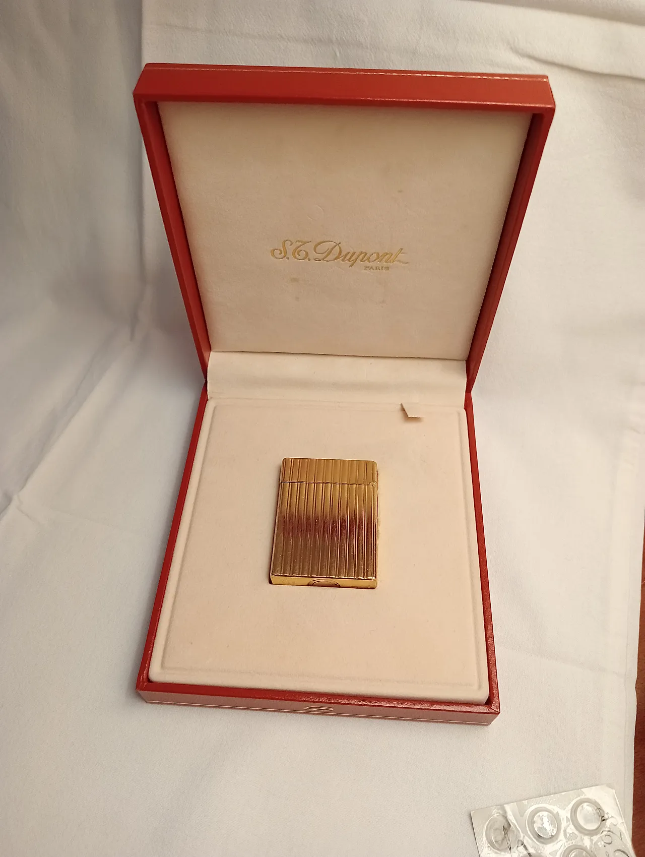 Gold-plated metal lighter by S.T. Dupont, Line 1 Small, 1990s 3