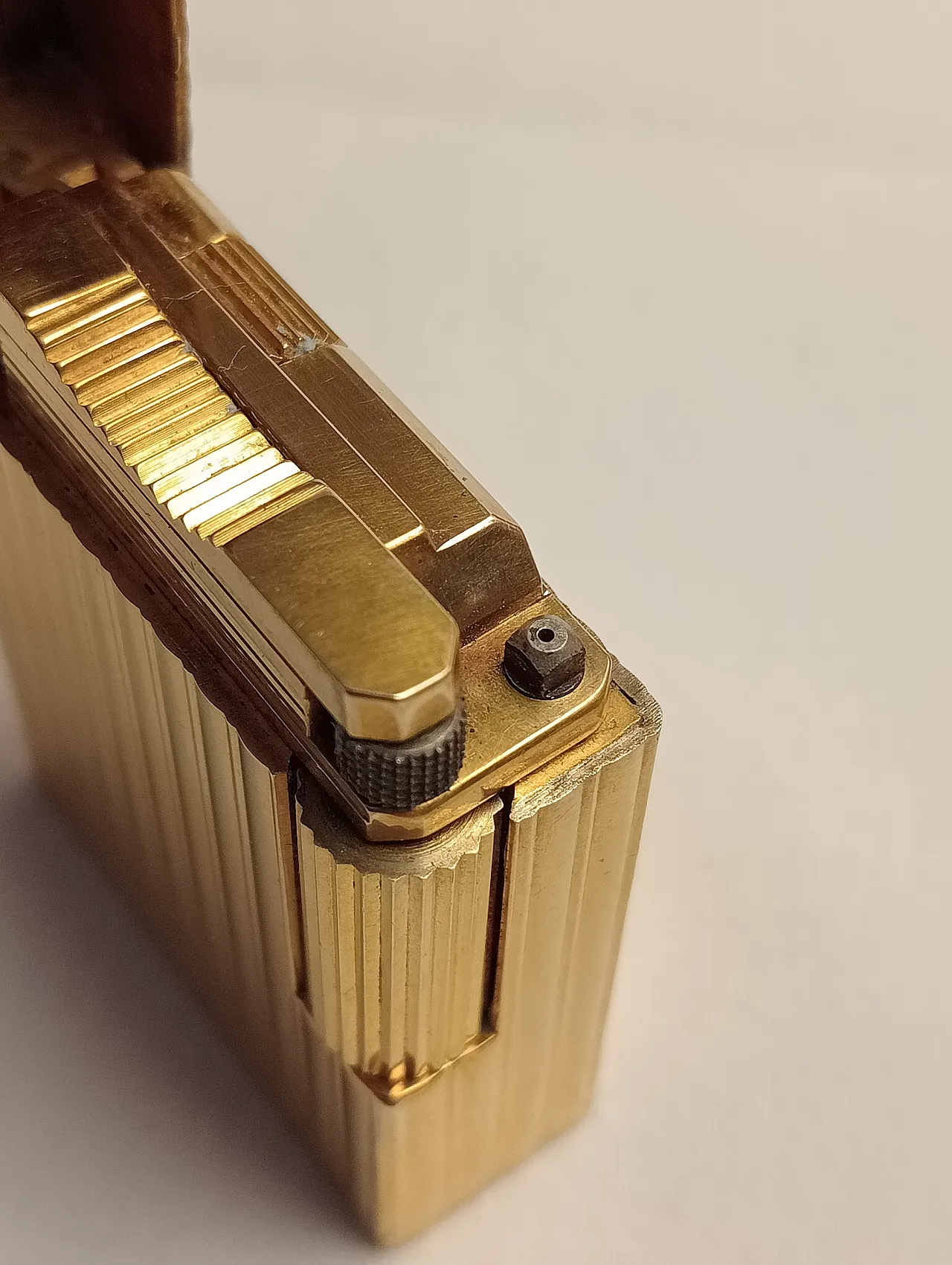Gold-plated metal lighter by S.T. Dupont, Line 1 Small, 1990s 14