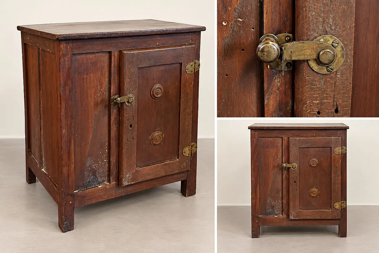 Ghiacciaia d'epoca in Legno Massello e Ottone, '900 1
