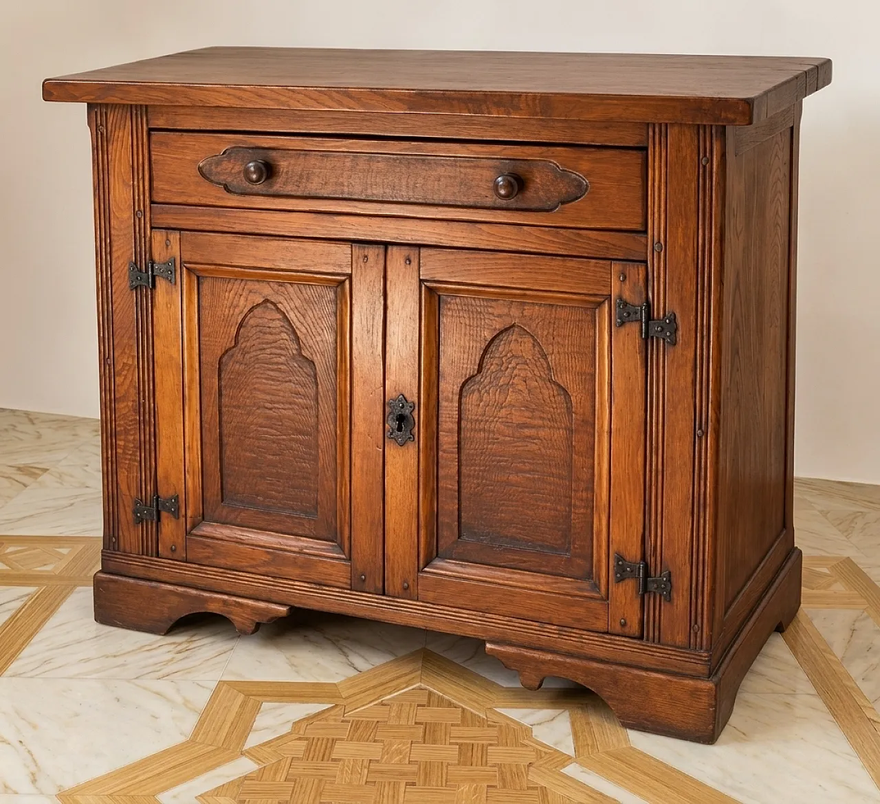 Tarpac sideboard in solid natural chestnut wood, 1980s 1