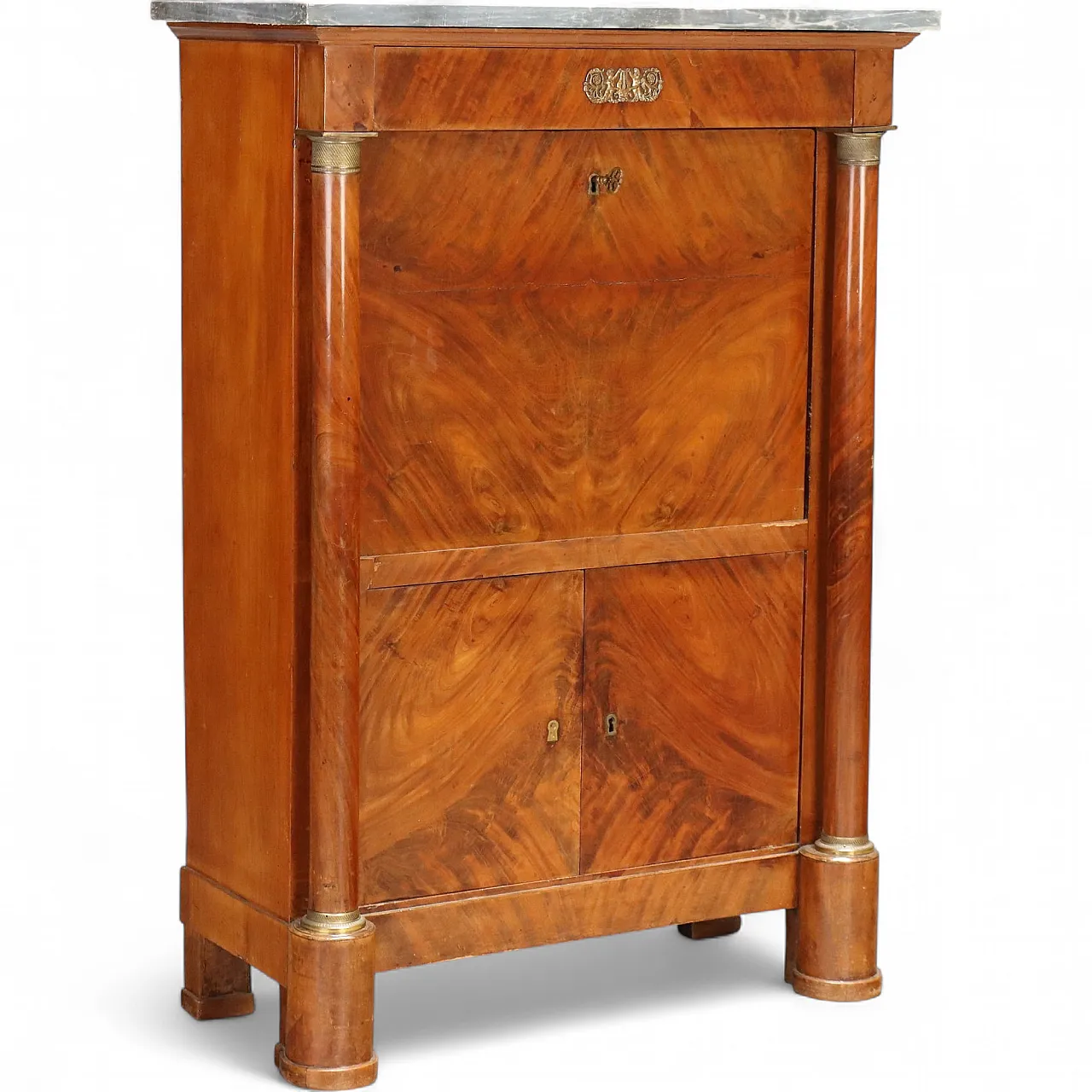 Napoleon III secretaire in mahogany with grey marble, 19th century 11