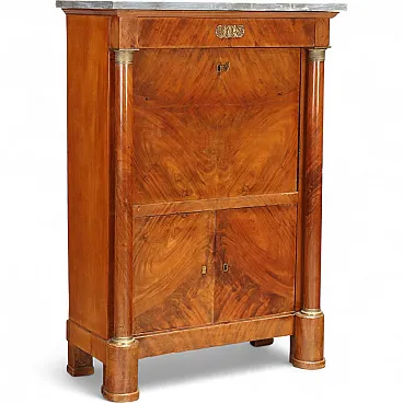 Napoleon III secretaire in mahogany with grey marble, 19th century