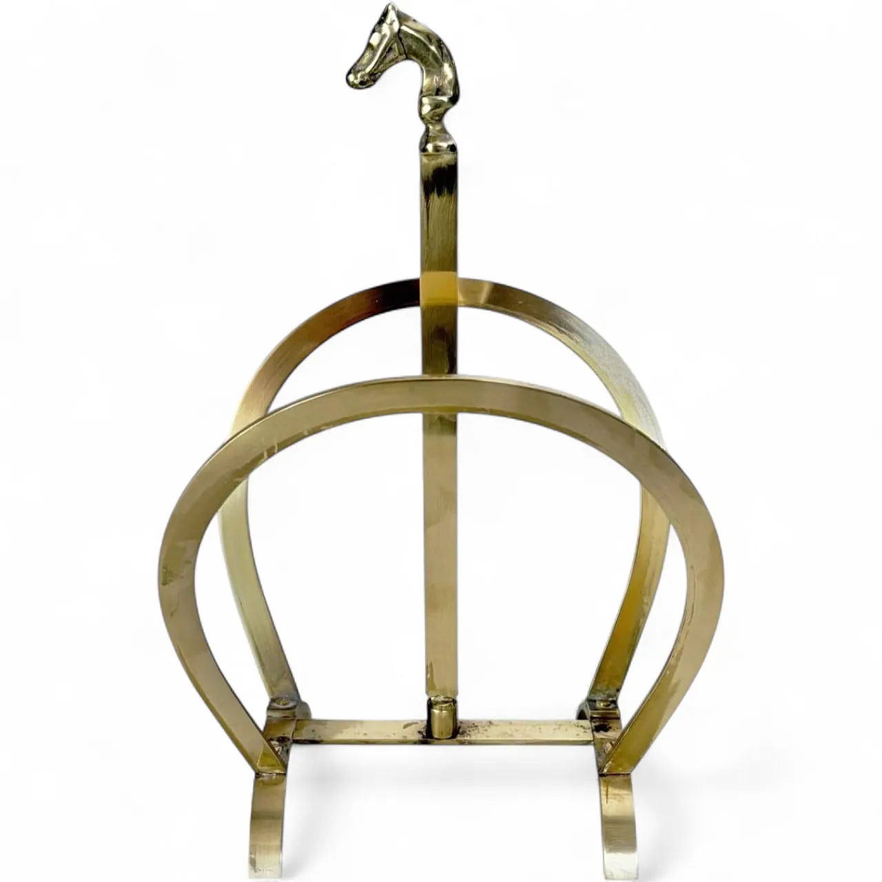 Brass magazine rack with horse detail, 1970s 8