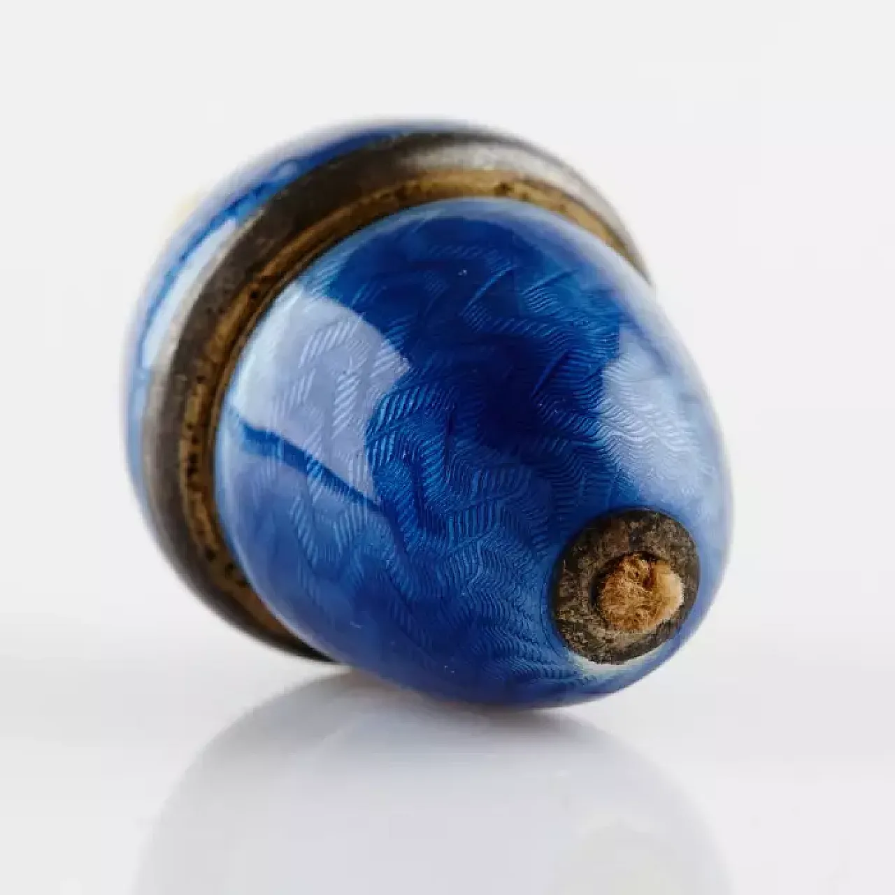 Silver electric bell push with blue guilloché enamel, 20th century 2