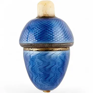 Campana elettrica in argento con smalto guilloché blu, inizio '900