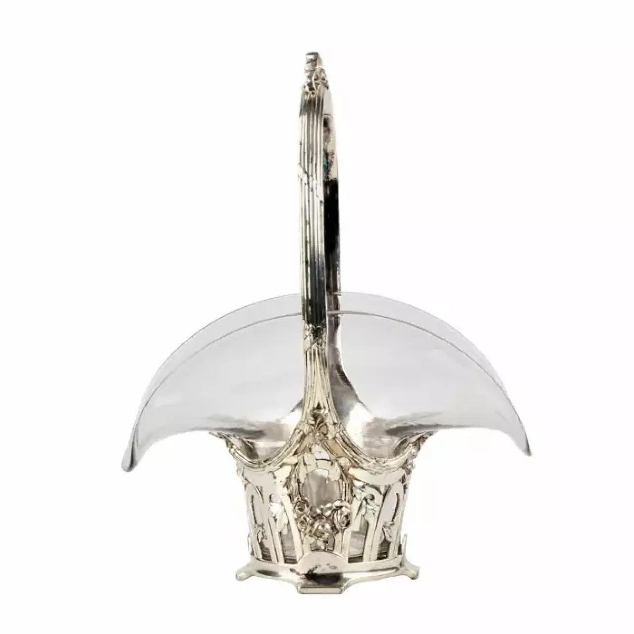 Cestino per dolci placcato argento con rivestimento in vetro, '900 1