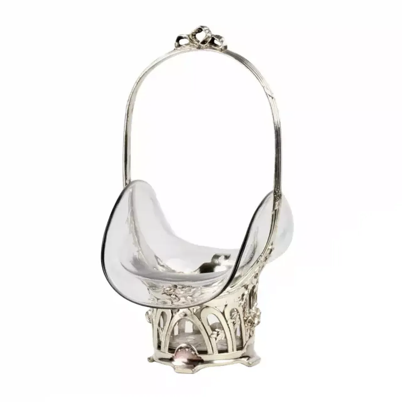 Cestino per dolci placcato argento con rivestimento in vetro, '900 4