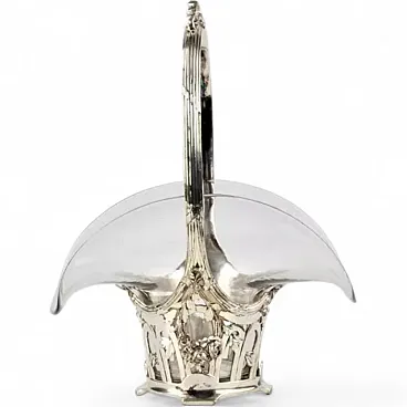 Silver-plated sweetmeat basket with a glass liner, 20th century