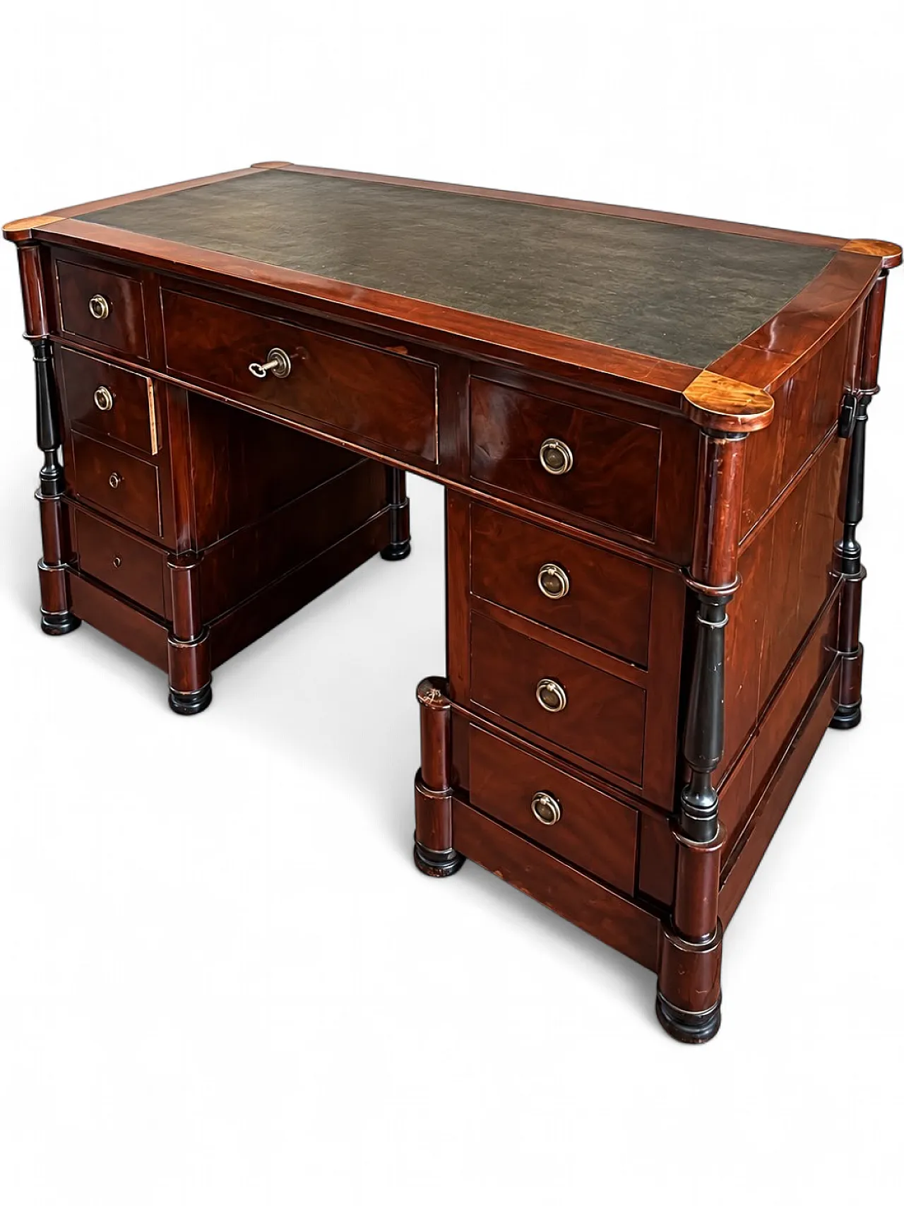 Scrivania ministeriale d'epoca in legno massello, fine '800 5