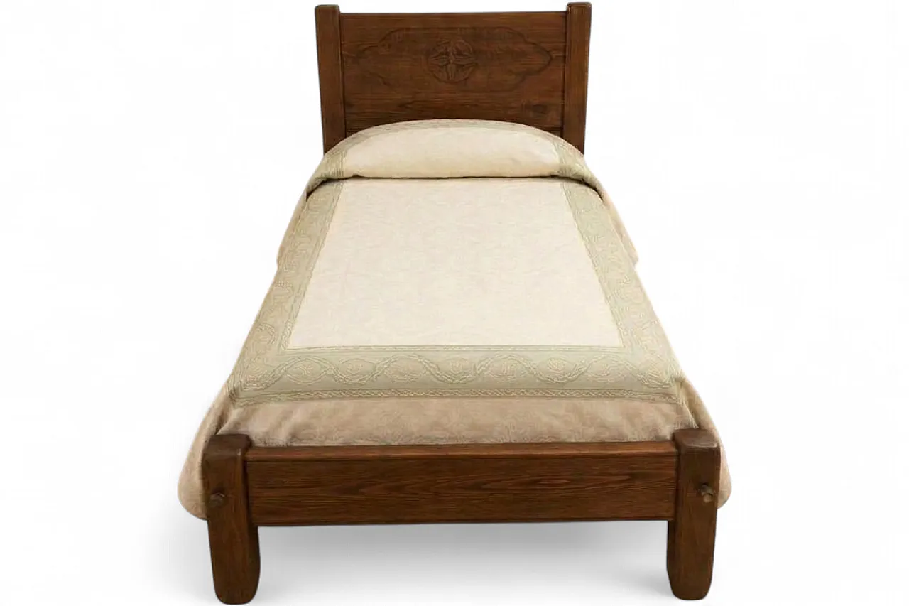 Clementina single bed by Tarpac in chestnut wood, 1970s 4