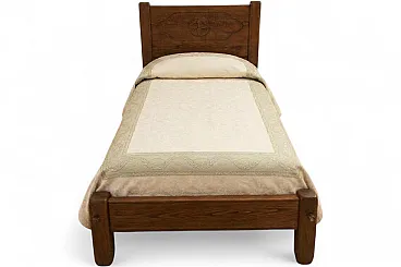 Clementina single bed by Tarpac in chestnut wood, 1970s