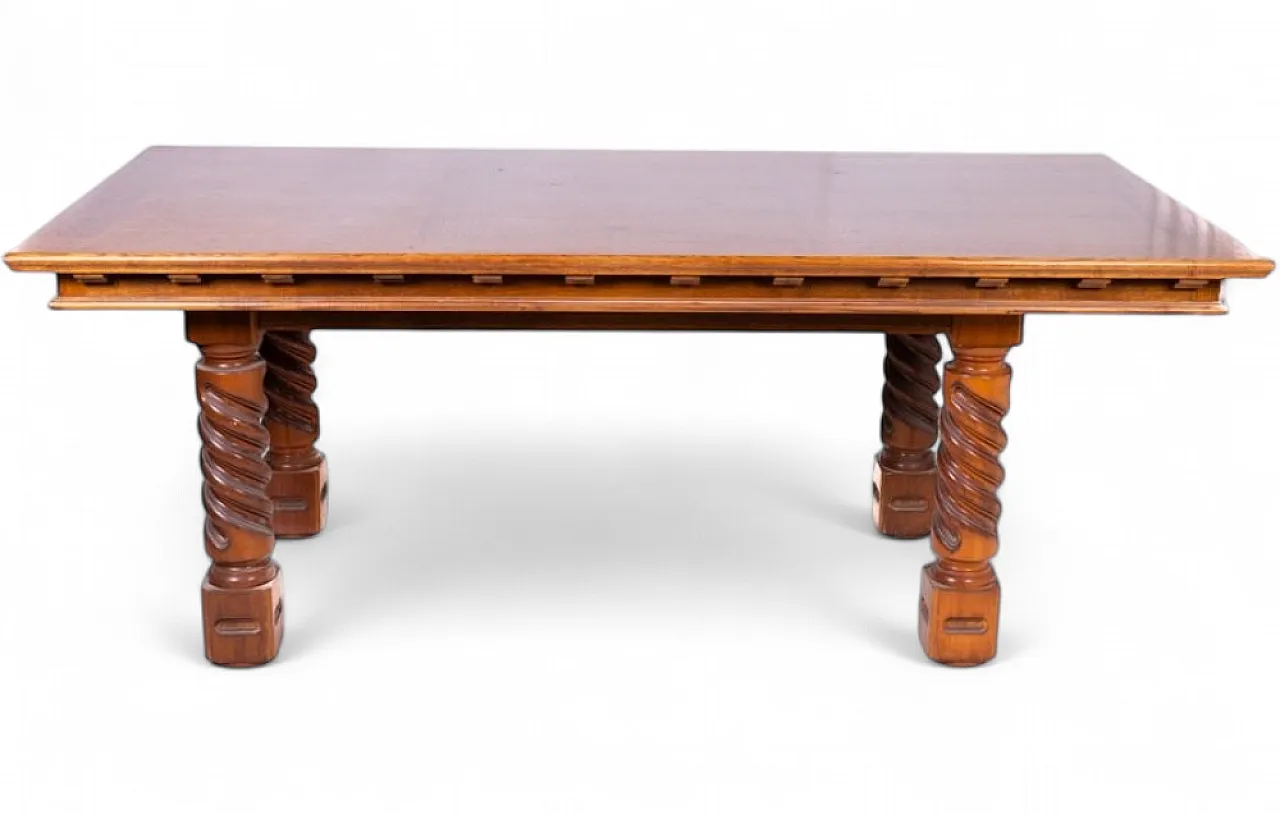 Large wood table, 1970s 8