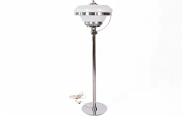 Space Age floor lamp in chrome metal and opaline glass, 1970s