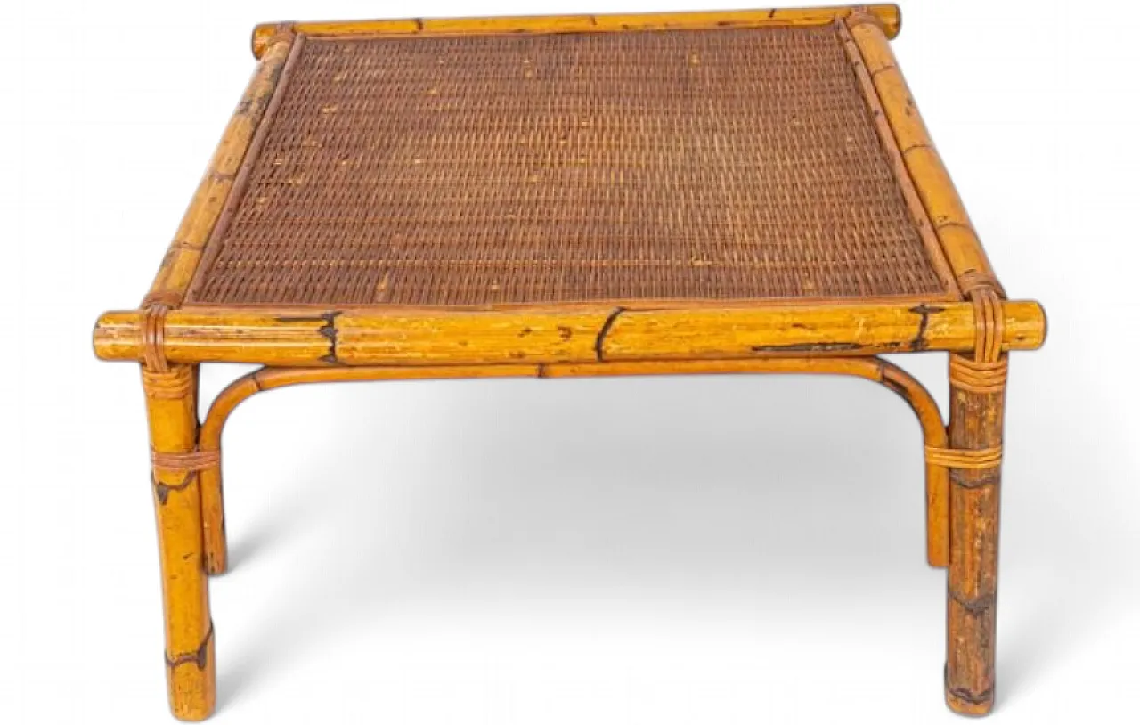 Bamboo and woven rattan coffee table, 1960s 9