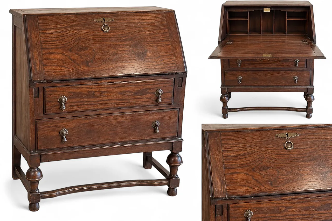 Secretaire Ribalta Scrittoio in Legno Massello , '900 2
