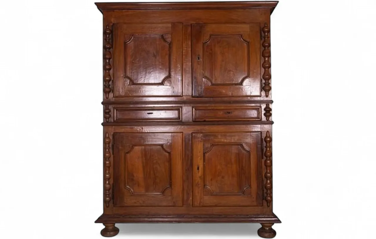 Wood 2-piece sideboard with turned columns, 1950s 8