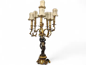 Seven-light table lamp with cherub, 19th century