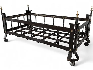 Iron and brass log holder, 1960s