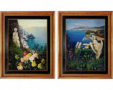 Alfredo Santini, Costiera Amalfitana, oil on canvas, 1990s