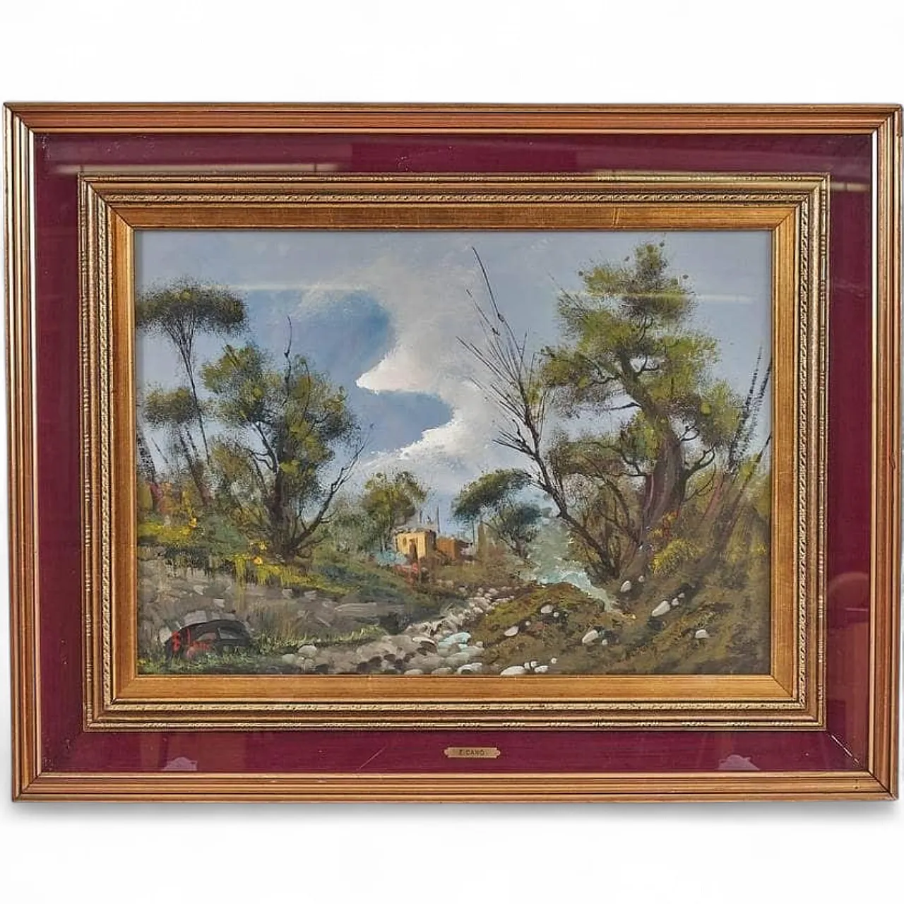 E. Cano, Paesaggio, olio su tela, anni '70 7
