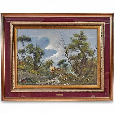 E. Cano, Landscape, oil on canvas, 1970s
