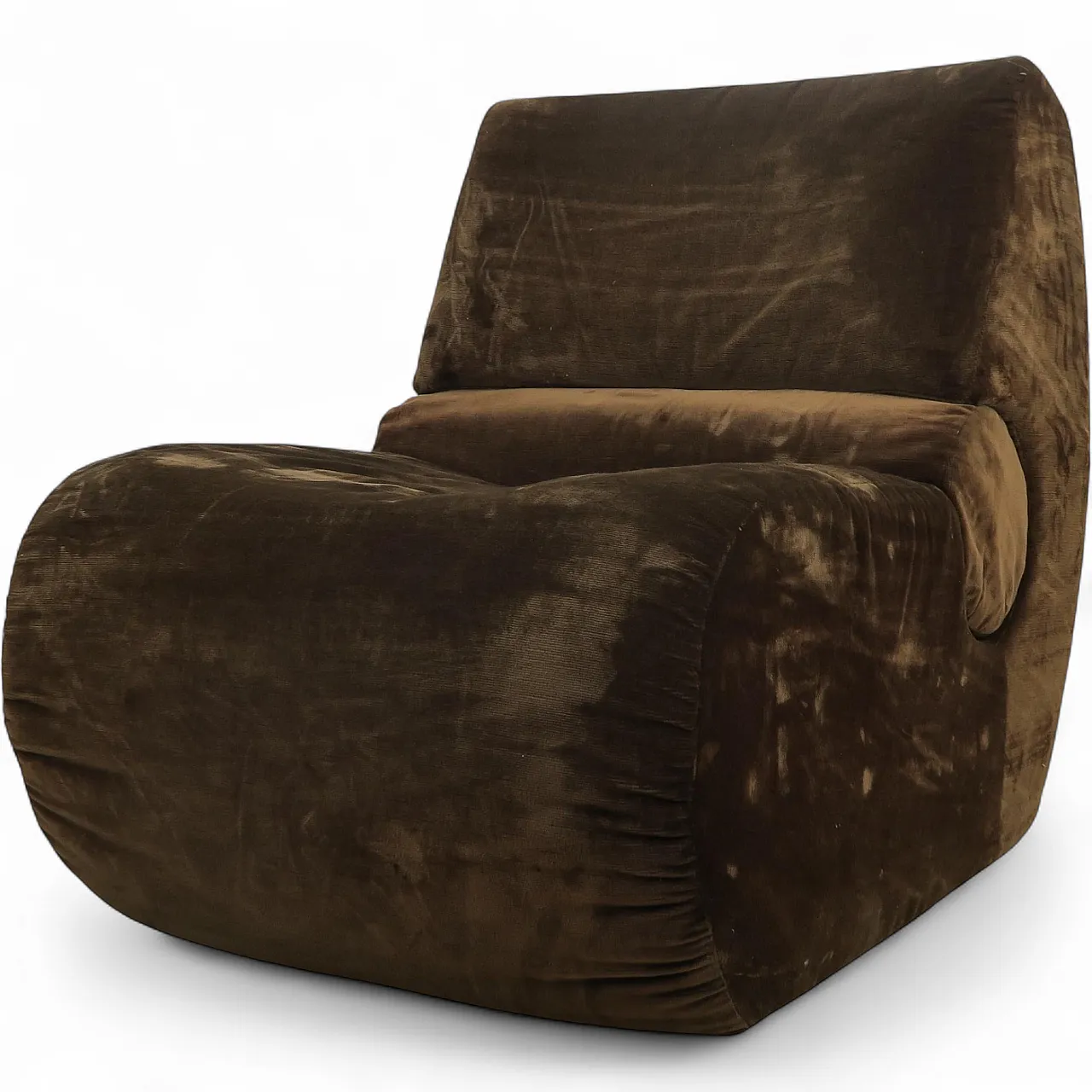 Brown velvet lounge chair, 1970s 10