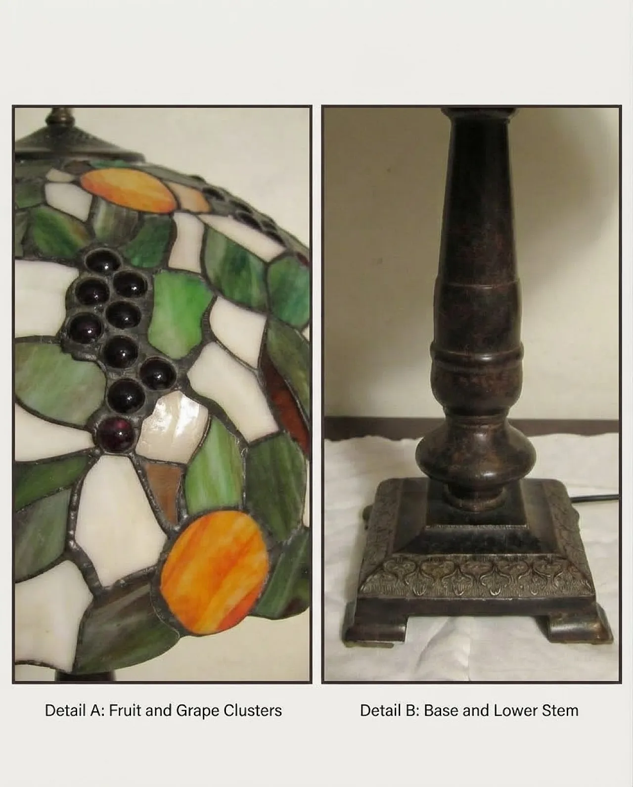 Glass table lamp with fruit decoration, 1980s 1