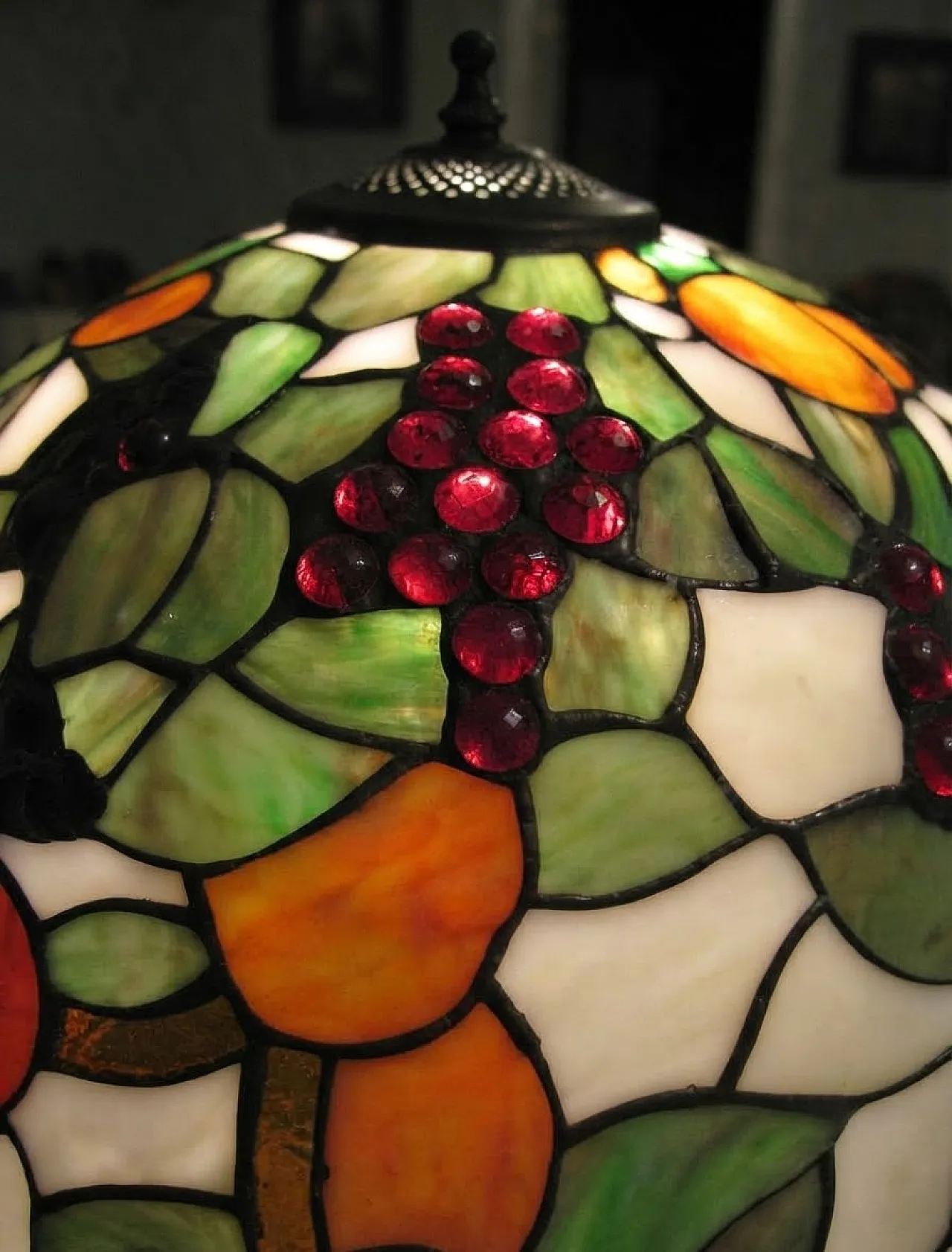 Glass table lamp with fruit decoration, 1980s 2