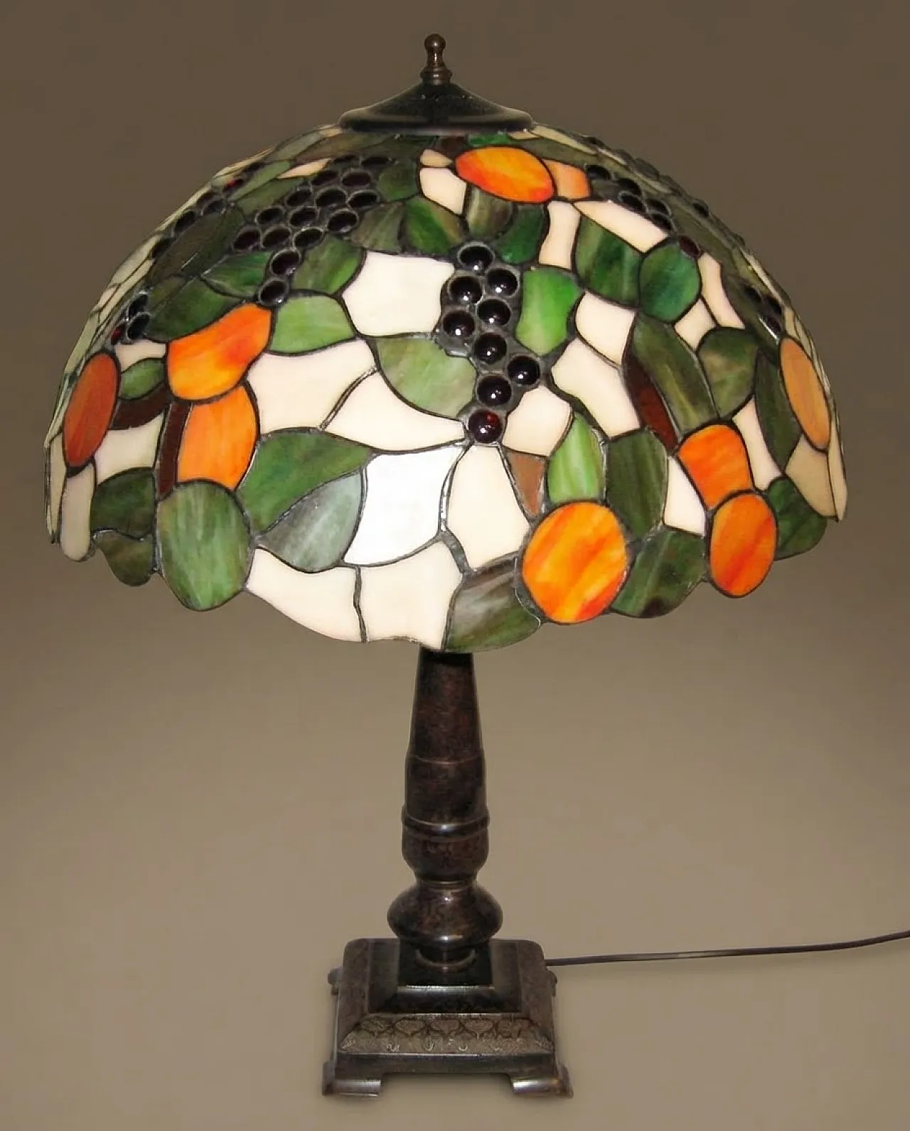 Glass table lamp with fruit decoration, 1980s 3