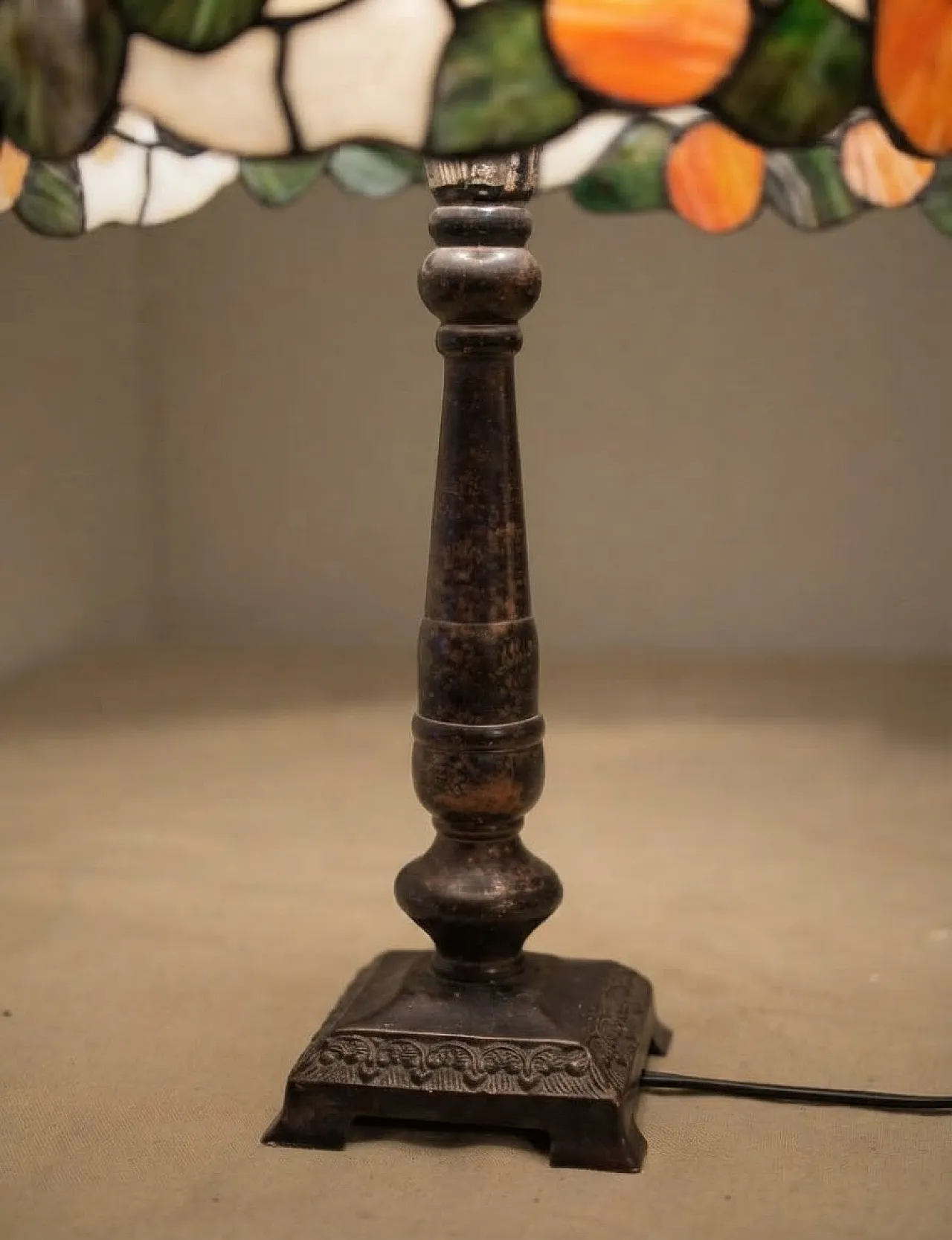 Glass table lamp with fruit decoration, 1980s 6