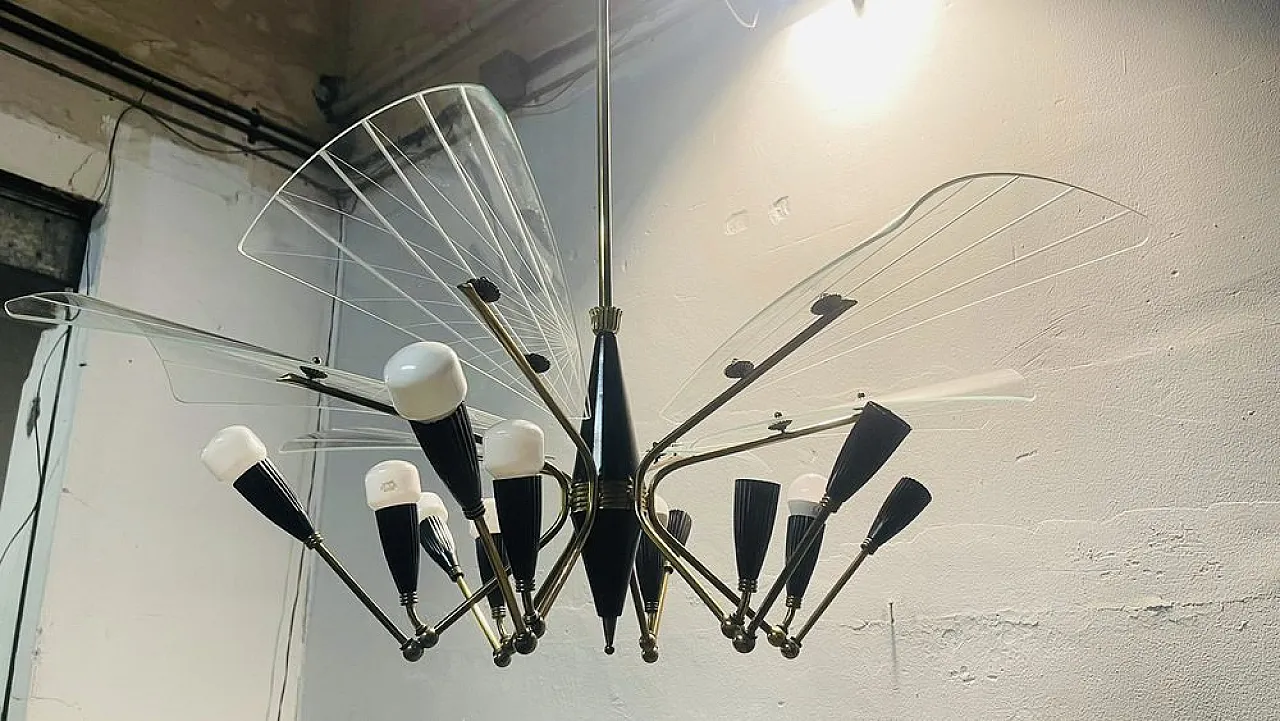 Stilnovo chandelier, 1950s 7