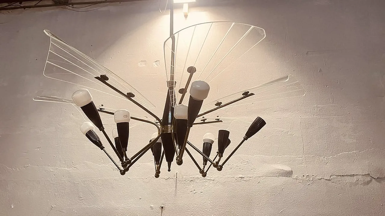 Stilnovo chandelier, 1950s 10