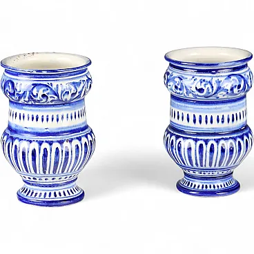 Pair of Albarelli vases in Lodi Majolica, 20th century