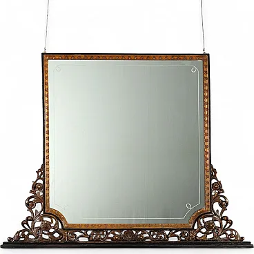 Carved walnut freestanding mirror, 19th century