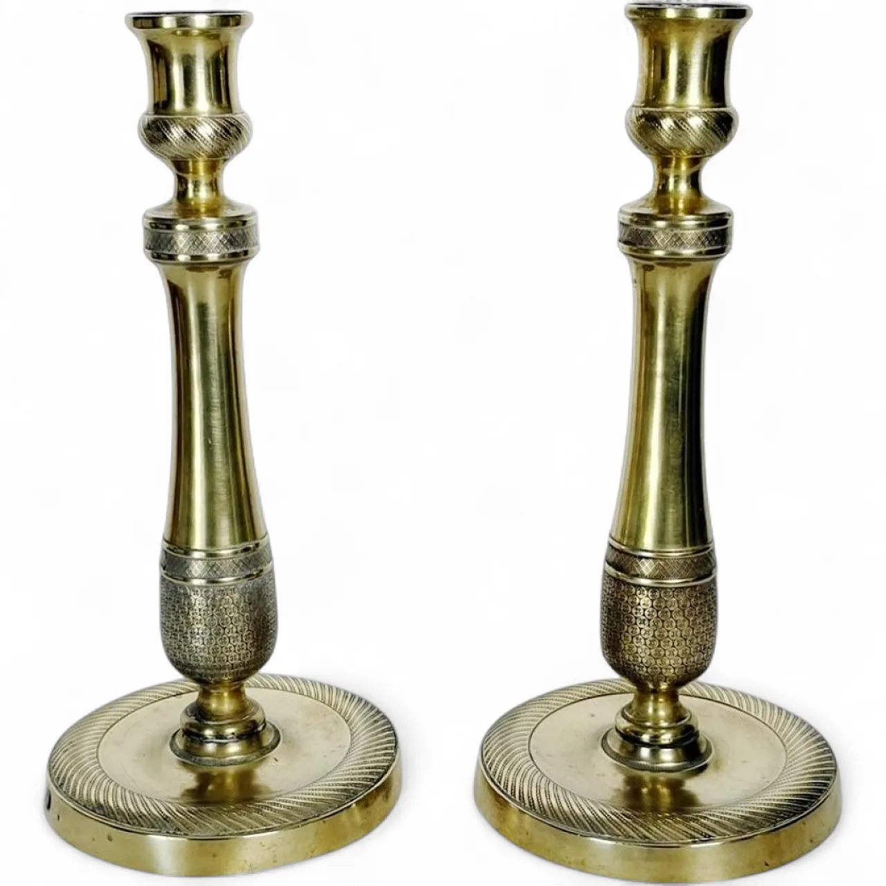 Coppia di candelieri in ottone, '800 10