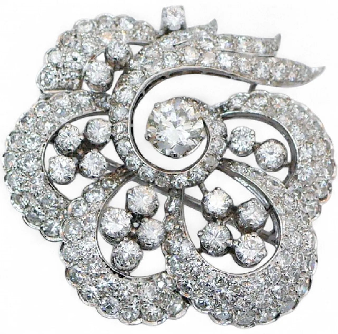 8.00 carati di diamanti, spilla in platino, anni '50 6