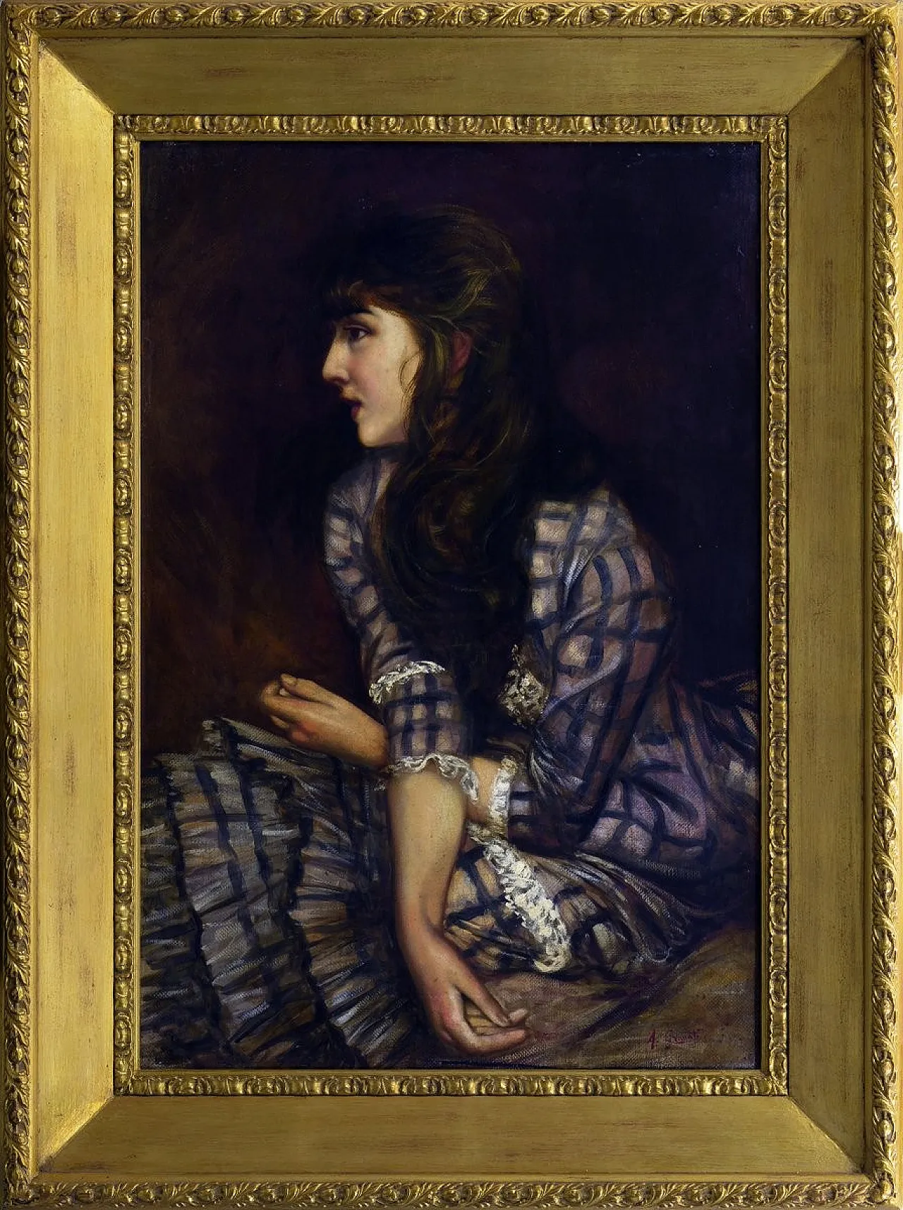Angelo Granati, Ritratto di giovane donna, olio su tela, '900 8