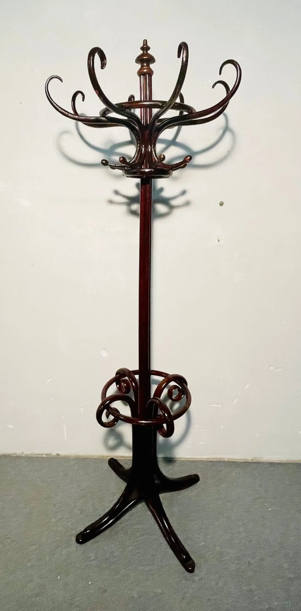 Appendiabiti Art Nouveau in faggio marrone 1