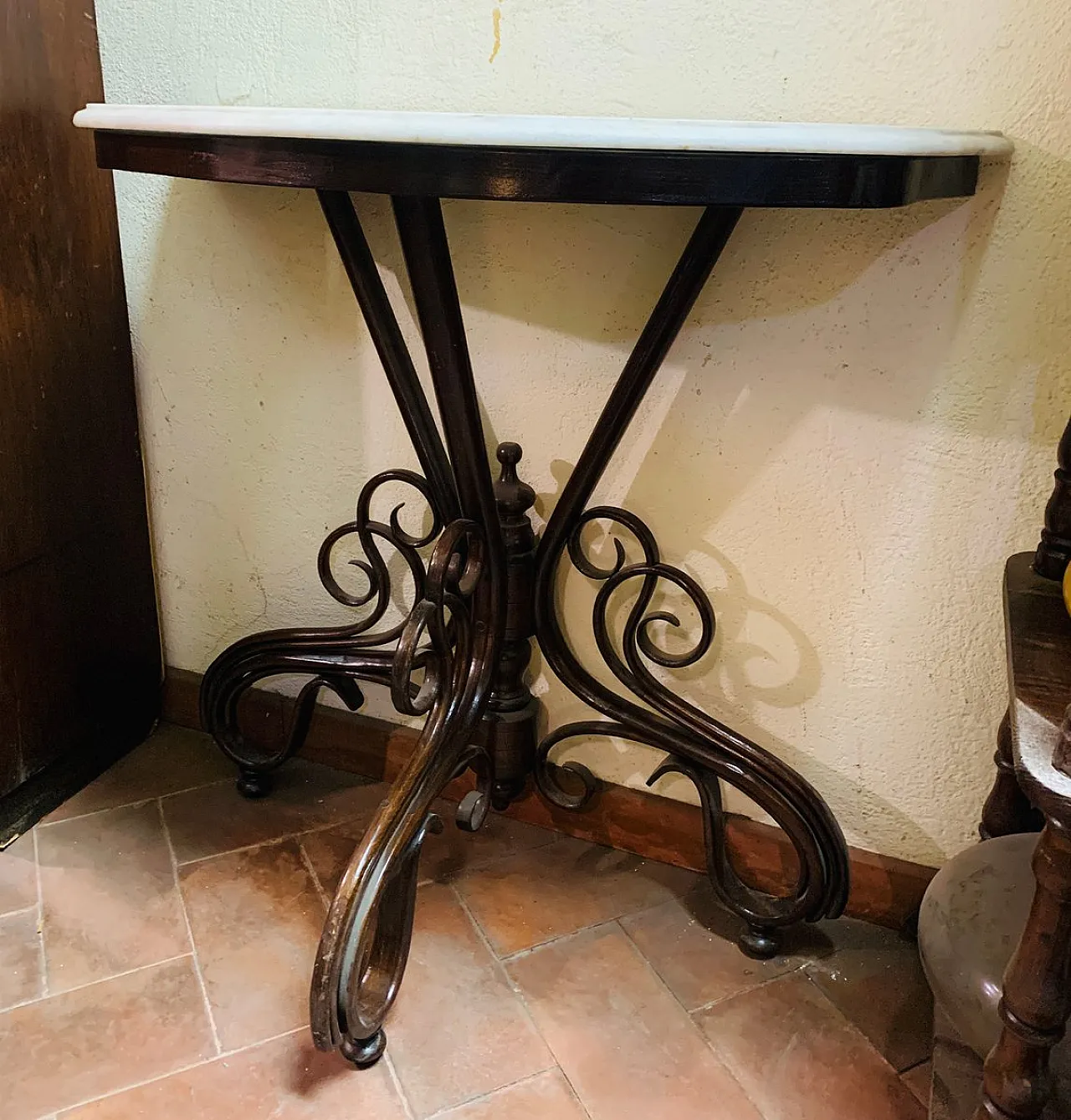 Antique console table with marble top by Michael Thonet 8