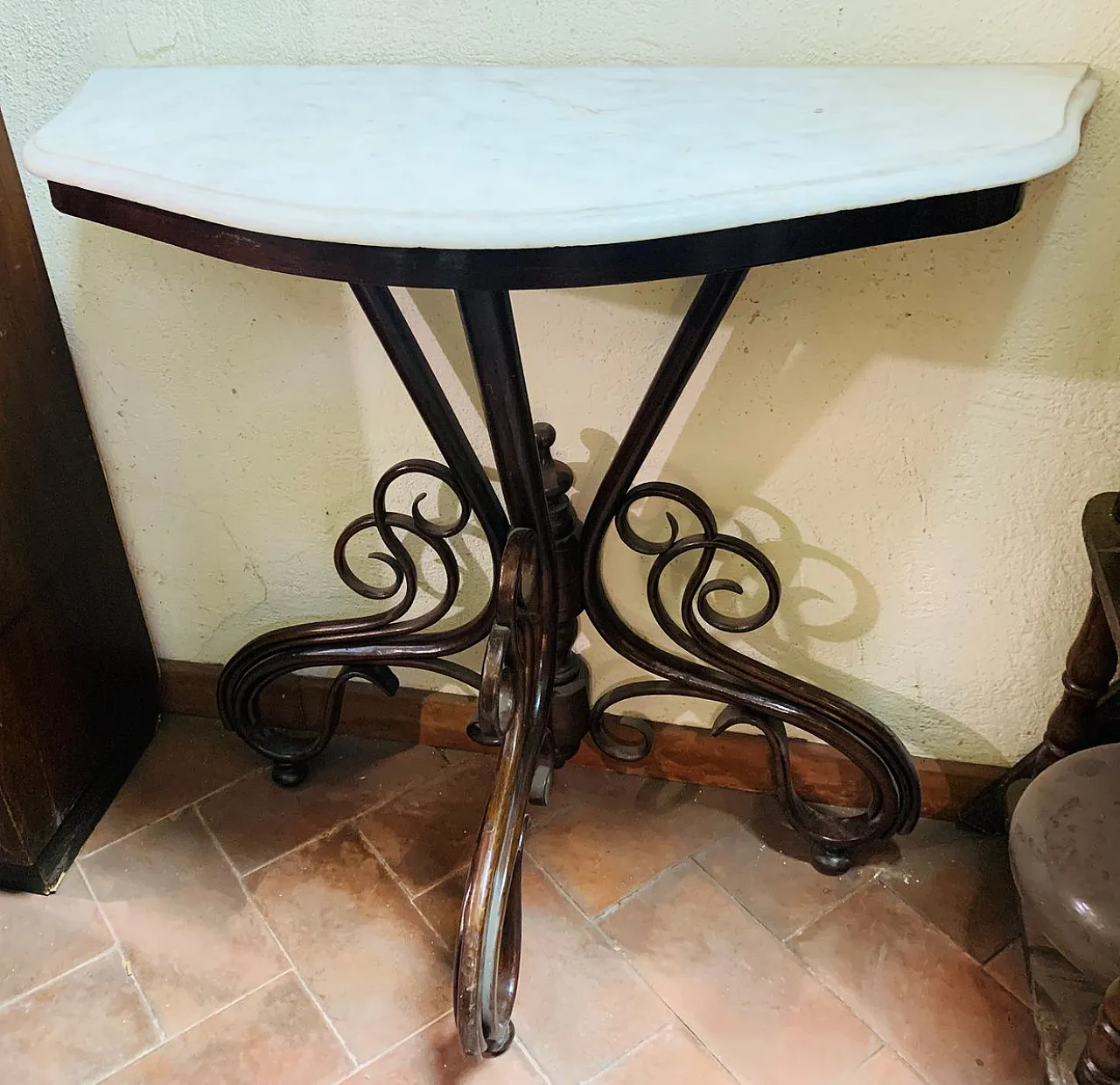 Antique console table with marble top by Michael Thonet 9