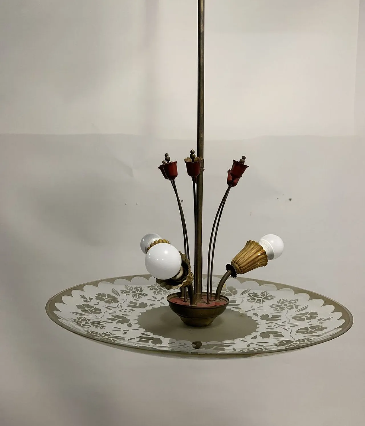 Brass ceiling lamp, 1950s 2