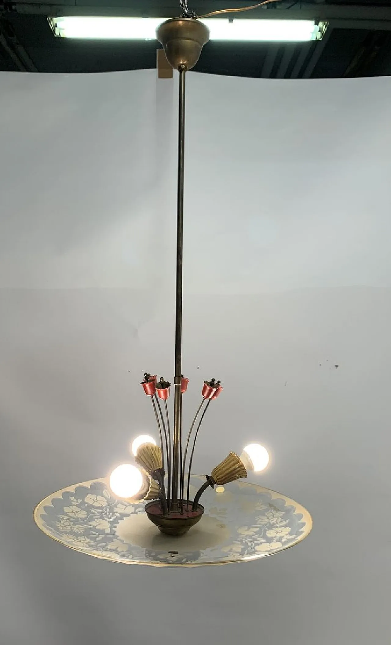 Brass ceiling lamp, 1950s 6