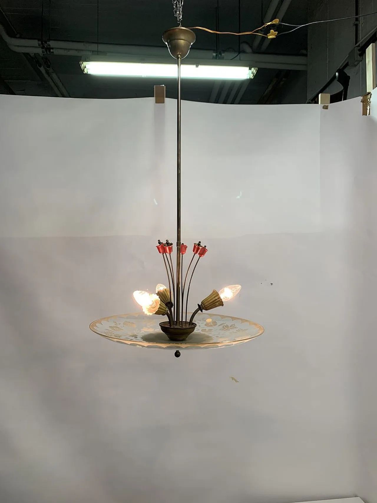 Brass ceiling lamp, 1950s 10
