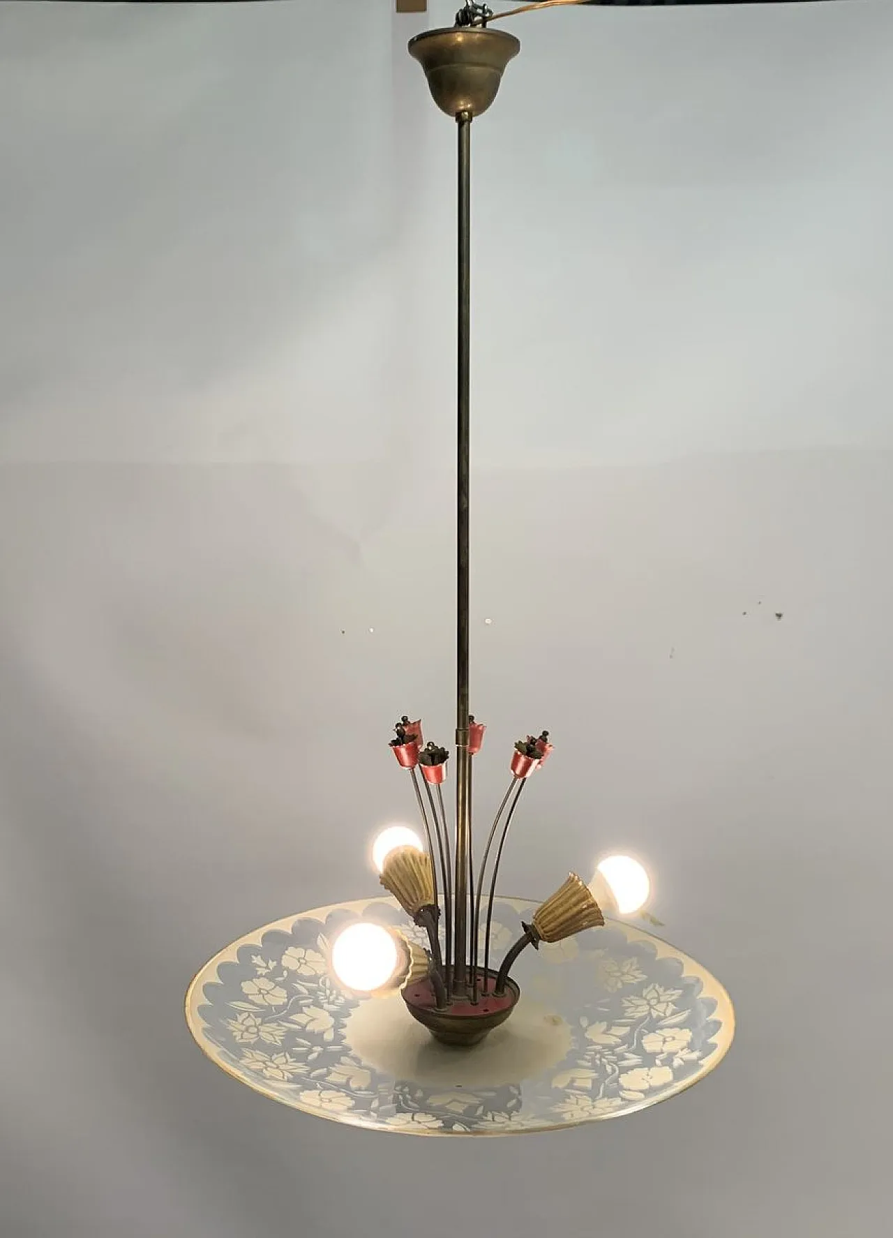 Brass ceiling lamp, 1950s 11