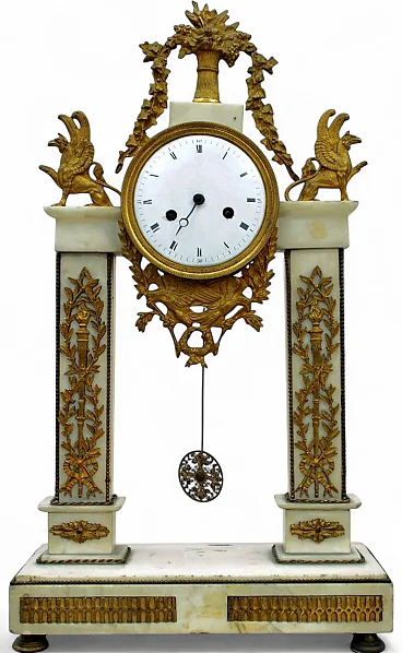 Louis XVI Style marble and gilt bronze mantel clock, 19th century