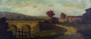 Antonio Tucci, Contryside Landscape, oil on canvas, framed, 1990s